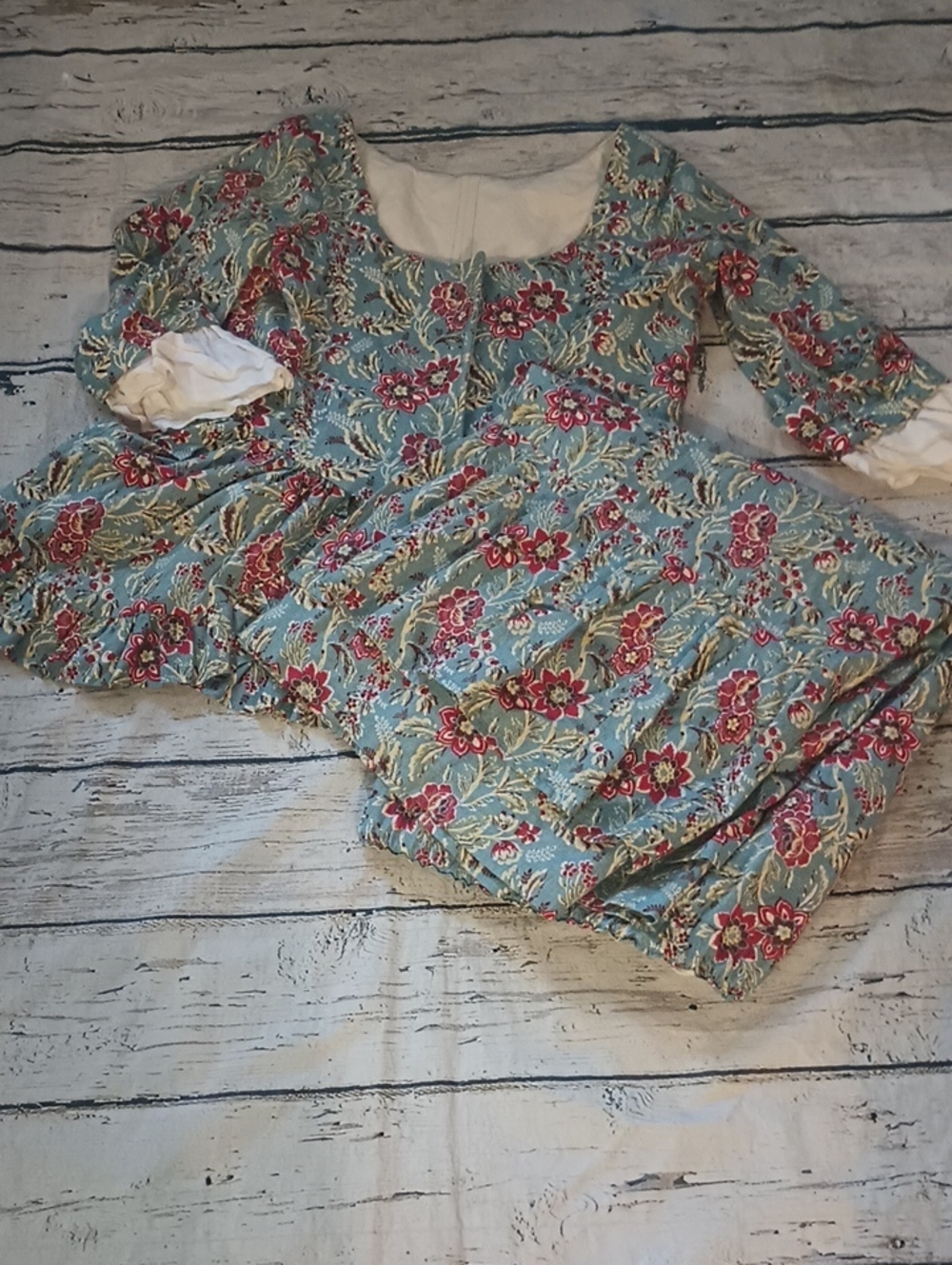 Jas Townsend & Son Women's Pink Blue Floral Colonial Frill Bodice Skirt Set XL